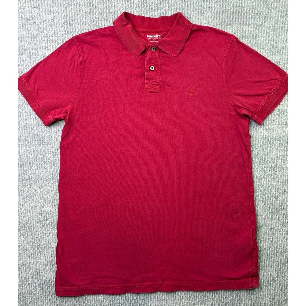 Timberland Mens M Red Polo Shirt 100% Cotton Short Sleeve Embroidered Logo